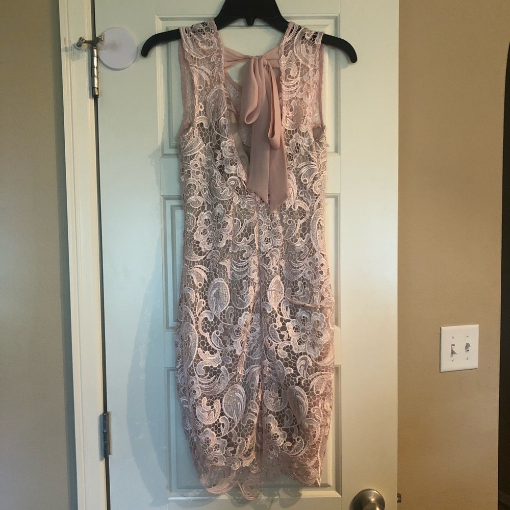 Light pink lace bridesmaids dress